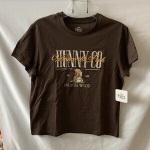 DISNEY Winnie the Pooh Hunny Co. Graphic Printed Tee in Brown Sz LARGE
